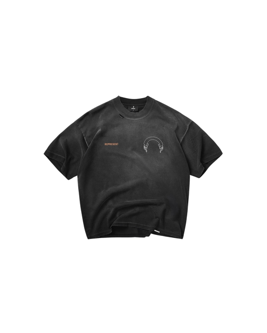Represent Banner T-Shirt - "Stained Black"