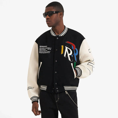 Represent Initial Varsity Jacket - "Black"