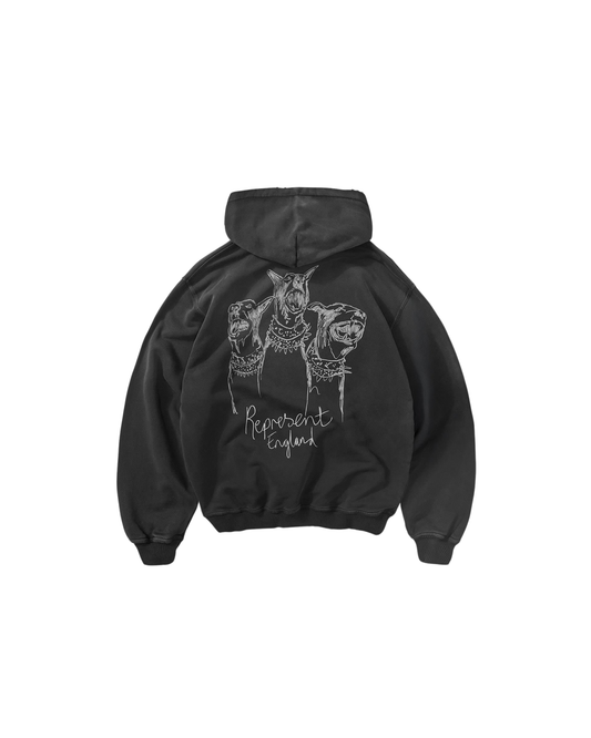 Represent Hand Drawn Thoroughbred Hoodie - "Aged Black"